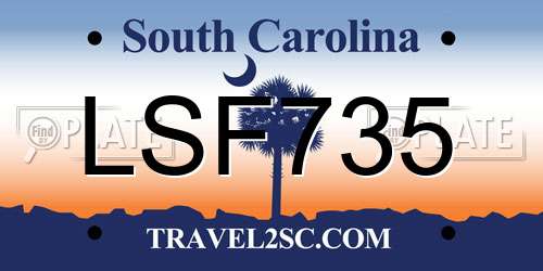 LSF735 South Carolina License Plate
