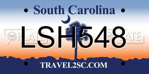 LSH548 South Carolina License Plate
