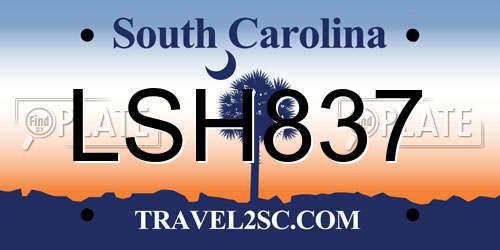 LSH837 South Carolina License Plate