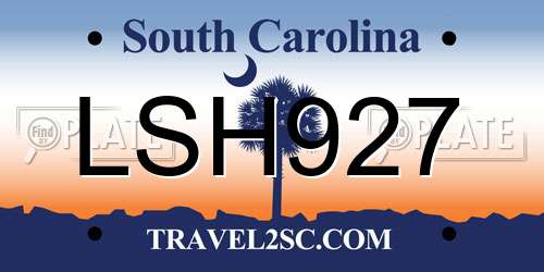 LSH927 South Carolina License Plate