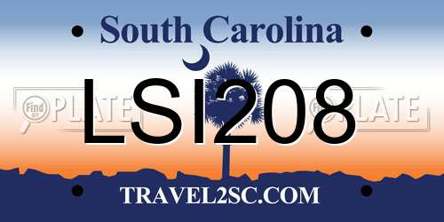 LSI208 South Carolina License Plate