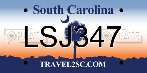 LSJ347 South Carolina License Plate