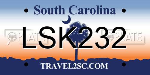 LSK232 South Carolina License Plate