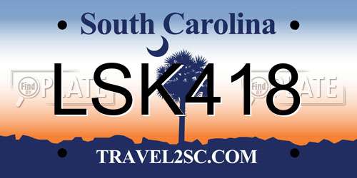 LSK418 South Carolina License Plate