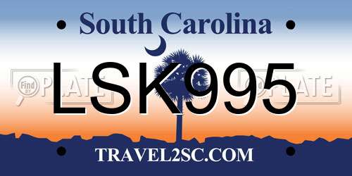 LSK995 South Carolina License Plate
