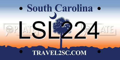 LSL224 South Carolina License Plate