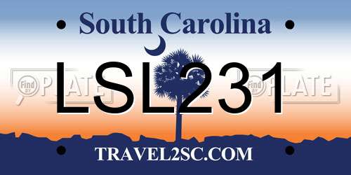 LSL231 South Carolina License Plate