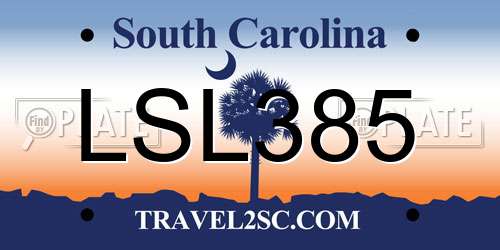 LSL385 South Carolina License Plate