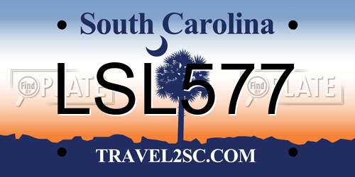 LSL577 South Carolina License Plate