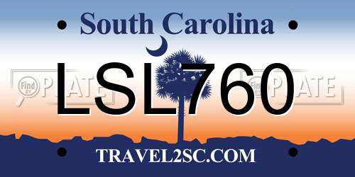 LSL760 South Carolina License Plate