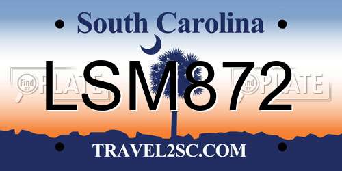 LSM872 South Carolina License Plate