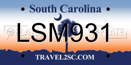LSM931 South Carolina License Plate