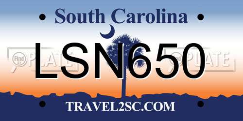 LSN650 South Carolina License Plate