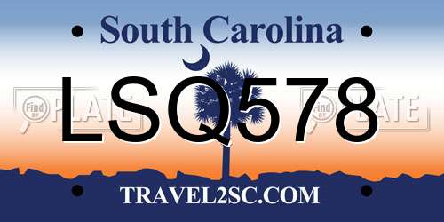 LSQ578 South Carolina License Plate