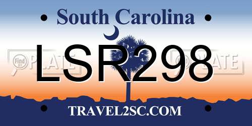 LSR298 South Carolina License Plate