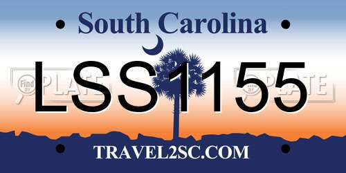 LSS1155 South Carolina License Plate