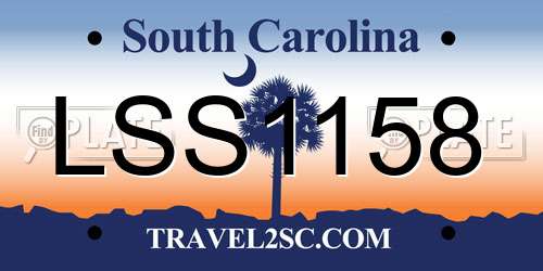 LSS1158 South Carolina License Plate