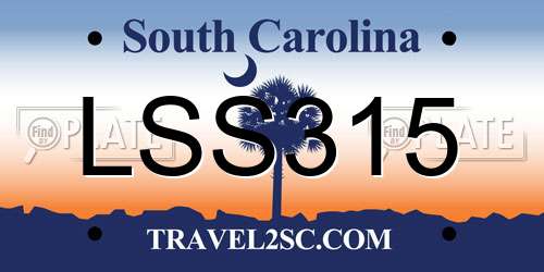 LSS315 South Carolina License Plate