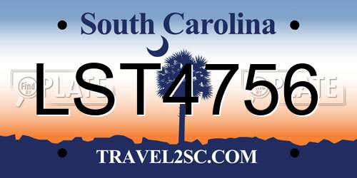 LST4756 South Carolina License Plate