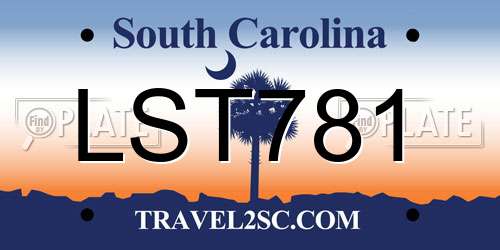 LST781 South Carolina License Plate
