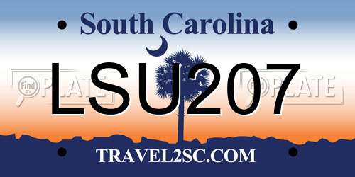 LSU207 South Carolina License Plate