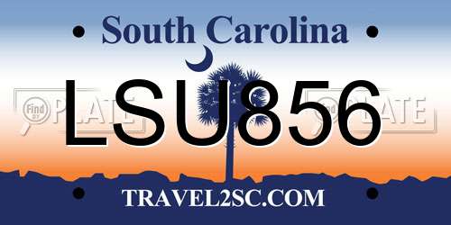 LSU856 South Carolina License Plate