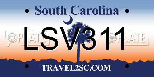 LSV311 South Carolina License Plate