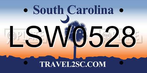 LSW0528 South Carolina License Plate