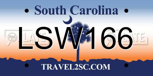 LSW166 South Carolina License Plate