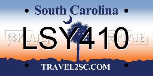 LSY410 South Carolina License Plate