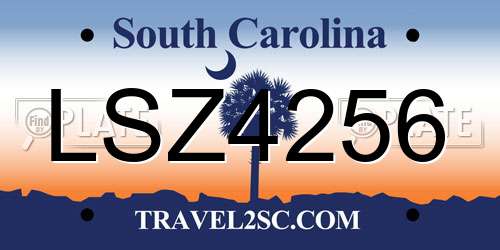LSZ4256 South Carolina License Plate