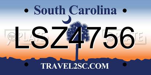 LSZ4756 South Carolina License Plate