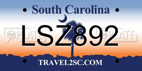 LSZ892 South Carolina License Plate