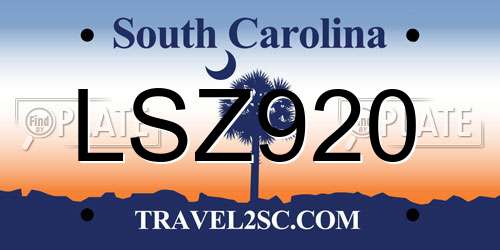 LSZ920 South Carolina License Plate