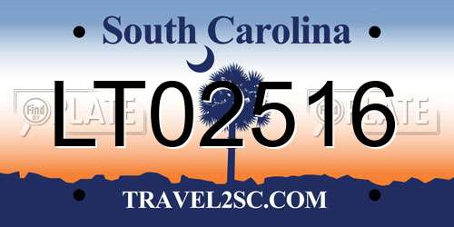 LT02516 South Carolina License Plate