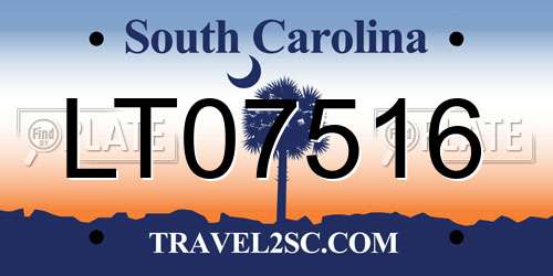 LT07516 South Carolina License Plate