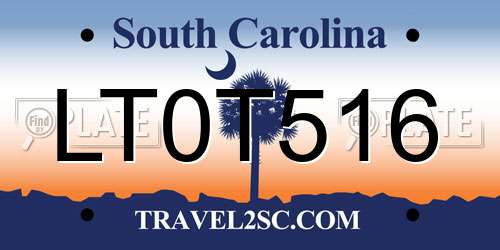 LT0T516 South Carolina License Plate