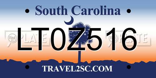 LT0Z516 South Carolina License Plate