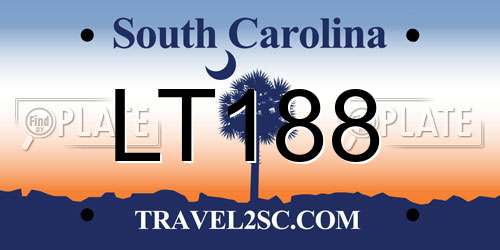 LT188 South Carolina License Plate