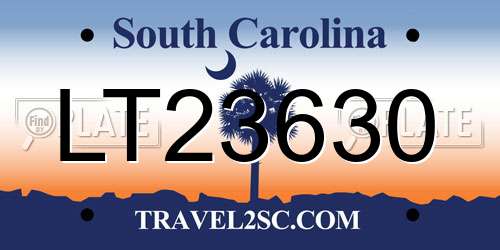 LT23630 South Carolina License Plate