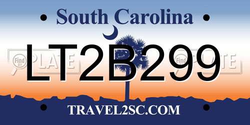 LT2B299 South Carolina License Plate