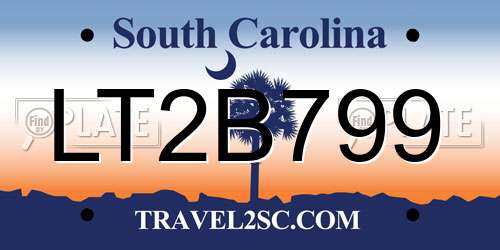 LT2B799 South Carolina License Plate