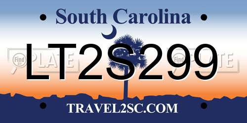LT2S299 South Carolina License Plate