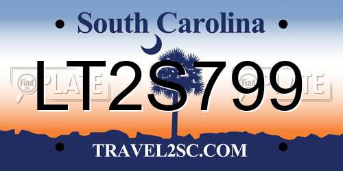 LT2S799 South Carolina License Plate
