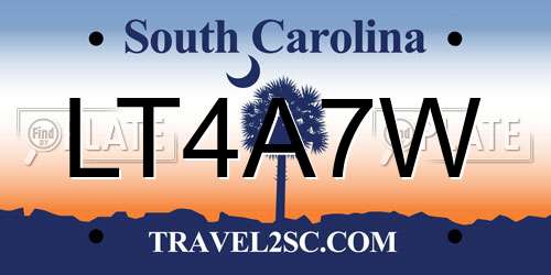 LT4A7W South Carolina License Plate