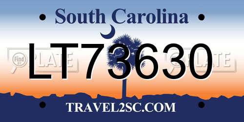 LT73630 South Carolina License Plate