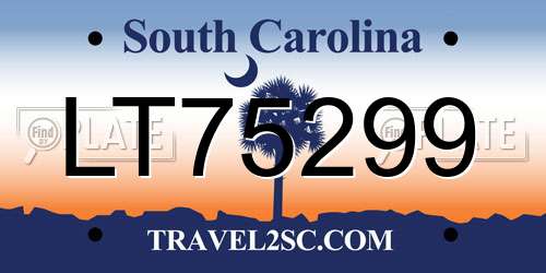 LT75299 South Carolina License Plate