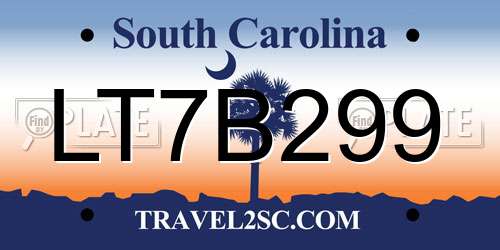LT7B299 South Carolina License Plate