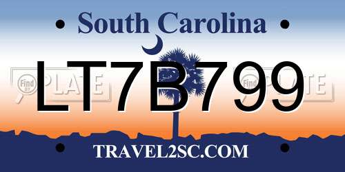 LT7B799 South Carolina License Plate