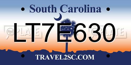 LT7E630 South Carolina License Plate
